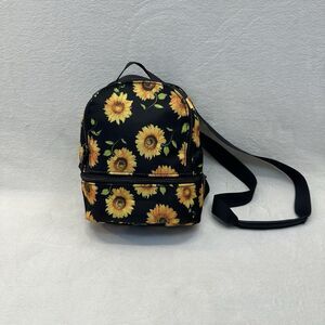 No Boundaries Mini Backpack Sunflowers Crossbody Bag Purse Black Pockets Zip